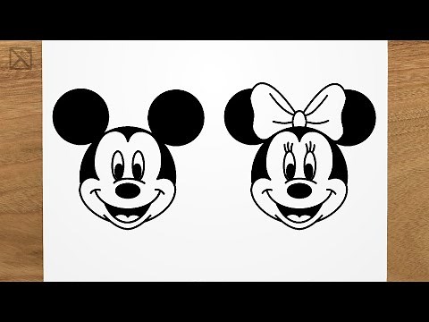 How to draw MICKEY & MINNIE step by step, EASY