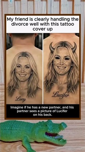Couple Tattoos Before Divorce VS After Divorce. 😲😁 #tattoo #funny
