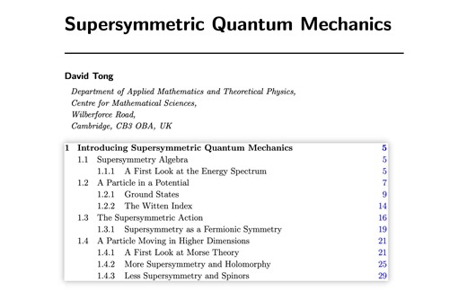 导读 | Supersymmetric Quantum Mechanics / 超对称量子力学 by David Tong | 第一章 引入超对称量子力学