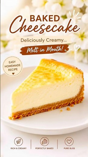 🧀 The Creamiest Baked Cheesecake You’ll Ever Make | Bakery Style at Home#cake#cheesecakefactory