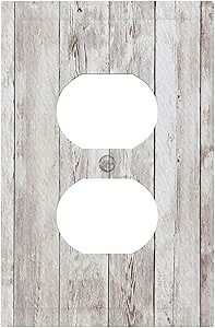 Decorative Outlet Covers Rustic Grey White Wood Grain Bulletin Board 1 Gang Duplex Light Switch Cover Plate Electrical Switch plates Wall Plates Receptacle Covers for Farmhouse Home Decor