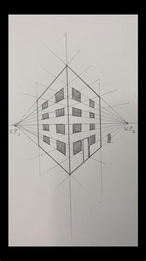 How to draw a building in 2 point perspective ?✨ #shorts #drawing #art #perspective #sketch