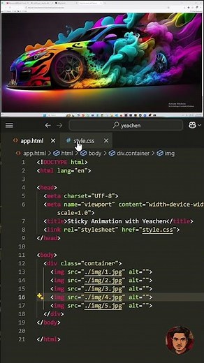 Sticky Image Animation using HTML & CSS #position