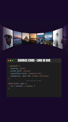 3D Card Carousel Animation Using HTML & CSS Only 🔥