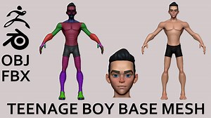 Teenage Boy Base Mesh – Stylized 3D Character Model