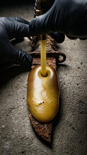 Rusty Combat Knife vs Yellow Liquid… Didn’t Expect This 🔪🧪 #shorts