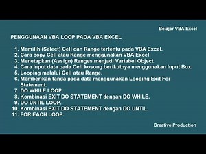 Belajar VBA Excel 12 ( Penggunaan LOOP pada VBA Excel )