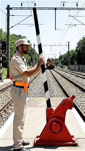 Manual railway track switch operation 🚂