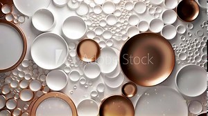 Dynamic patterns created by bubbles and spheres in varying sizes, showcasing an intriguing play of colors and reflections against a textured background Stock Video