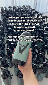 100, that’s how many multi purpose spray bottles you get out of 1 litre of For All. | Kacie Stephens