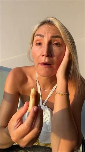 life hack for eating spring rolls 😁 #funny