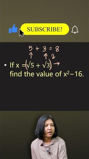 Find x² − 16 if x = √5 + √3 | Algebra Trick | Class 10 Maths Shortcut #shorts