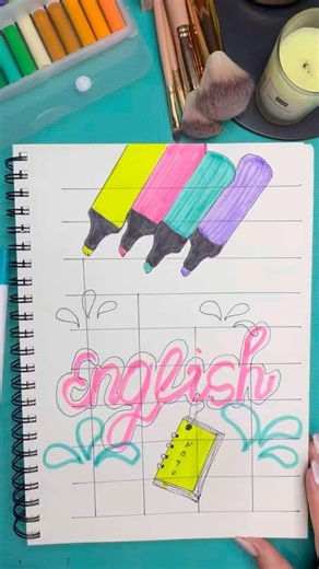 Easy Front Page Idea : English 🫧 💗 #diy #subject #art #assignment #school #satisfying