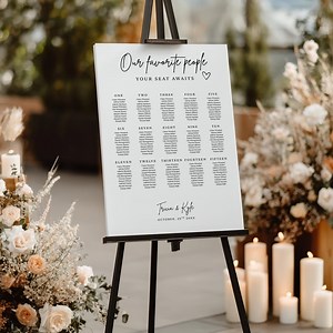 Modern Elegant Wedding Seating Chart Template, Minimalist Our Favorite People Table Plan, Editable 15 Tables, 18x24 24x36 - Etsy