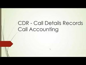 34 CDR Call Details Records Call Accounting