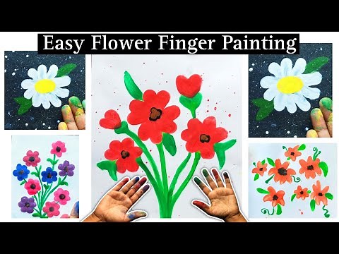 4 Beautiful Fingerprint Flowers || Easy Finger Painting Tutorial