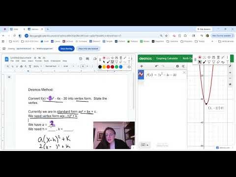 Standard Form to Vertex Form Using Desmos Trick