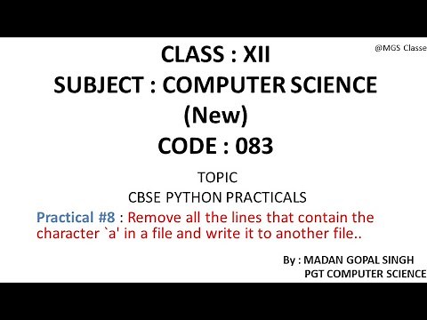 XII - CS Practical #8 : Remove all lines that contain character 'a' in file & write it to other file