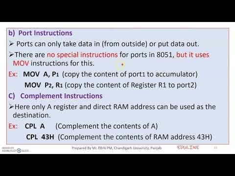 MODULE 5 - TOPIC 8 - 8051 INSTRUCTION SETS