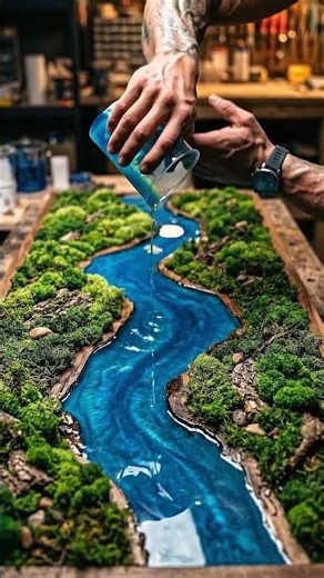 This Moss Turned Into a River 😳 #epoxyresin #oddlysatisfyingasmr