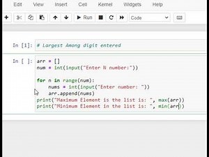 Minimum and Maximum number in the List in Python using Jupyter Notebook