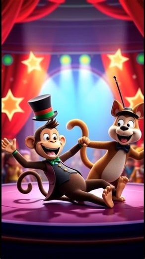 Monkey Magic Cartoon/ Funny Cartoon Monkey Banana Trick & Hilarious Dance