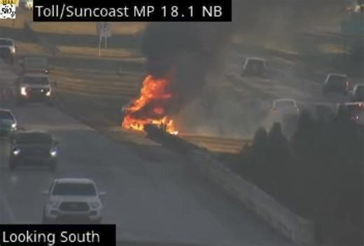 CAR FIRE: NB Suncoast Parkway near SR-54 - Expect delays | Pasco News