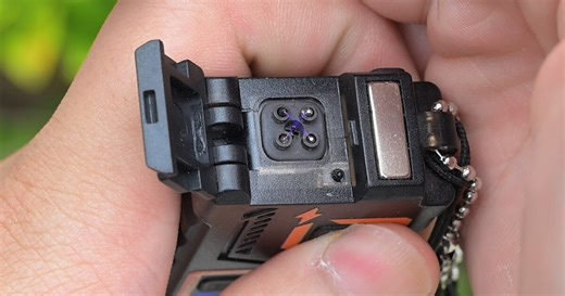 Magnetic dual-lamp torch doubles as an X-arc survival lighter