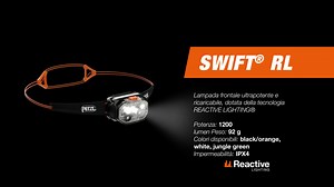 SWIFT® RL - Lampada frontale ultrapotente e ricaricabile, con fascia elastica ultrasottile, dotata della tecnologia REACTIVE