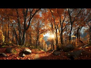 Autumn - Sounds of Rustling Leaves Falling and Wind Blowing through the Forest Trees in Late Autumn
