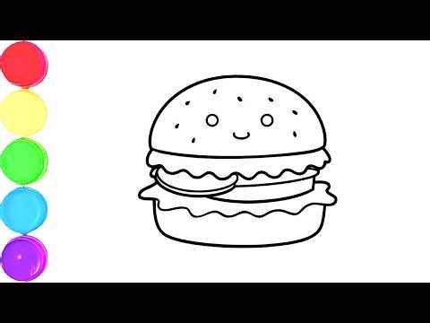 How To Draw Cute Burger Drawing, Painting & Coloring For Kids and Toddlers_ Child Art