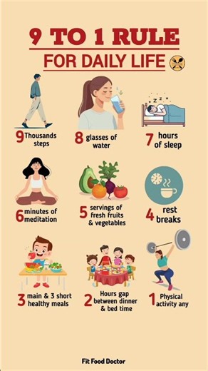 9 to 1 Rule for a Healthy Daily Life | Simple Habits for Better Health #healthylifestyle