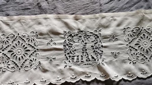French Linens, Hand Embroidered , Pelmet , Valance , Cherubs Flowers , Cutwork , Shabby French Decor - Etsy