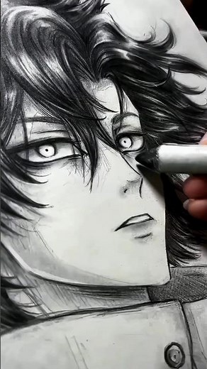 Realistic( anime drawing ) with graphite/💀 #art #animeeart #viralvideo #drawing #anime