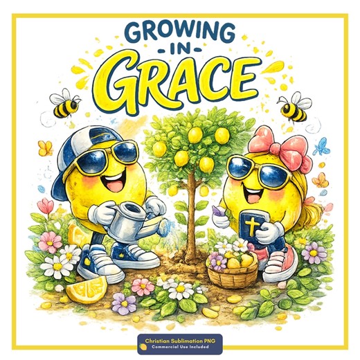 Christian PNG | Growing in Grace Lemon Graphic| Christian Sublimation PNG | Funny Faith Lemon Design | Lemon Garden Graphics - Etsy