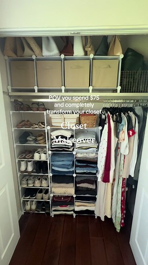 worth it 👏🏼 #closetorganization #beforeandafter #renterfriendly #hometransformation #homeproject #budgetfriendly #closetcleanout #cleantok #organizedhome ##closetmakeover #diymom #craftymoms #relatablemom #amazonhomefinds #amazonhome #amazonfinds