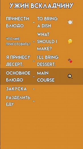 Английский для друзей: Устраиваем ужин вскладчину | Полезные фразы