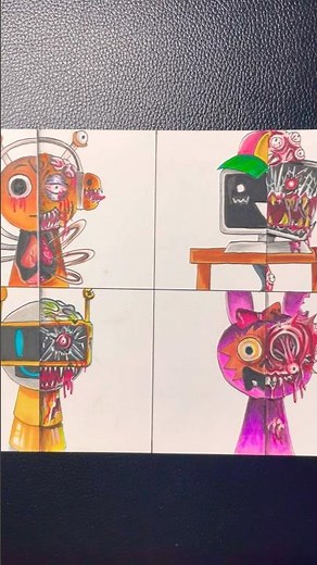 Drawing the features of the HORROR INCREDIBOX SPRUNKI game in the zombie state