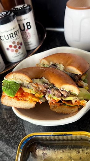 Sardine Bagel Recipe — Toasted Bagel with Sardines