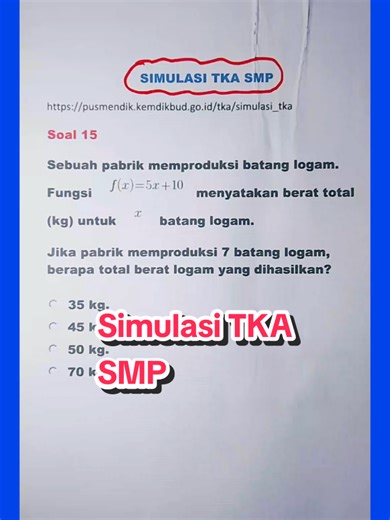 Simulasi Soal TKA Matematika #soaltka #tka #pusmendik #fyp