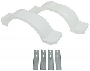 Single Axle Trailer Fenders w Mounting Brackets - White Plastic - 13" to 15" Wheels Redline Trailer