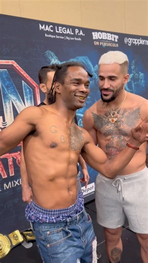 Felony vs The Savage. •••••••••• This face off between Charles Bennett and Ramon Taveras is one of the most viral moments we’ve had at a weigh in. There back and forth smack talk had everyone in person and online talking. @catch_deez_hands ultimately followed through with his promises and earned the walk off KO. (Full fight is on our YouTube channel) Follow for more MMA Highlights #mma #combatnight #floridamma #felony #ufc #thesavage #fighter | Combat Night
