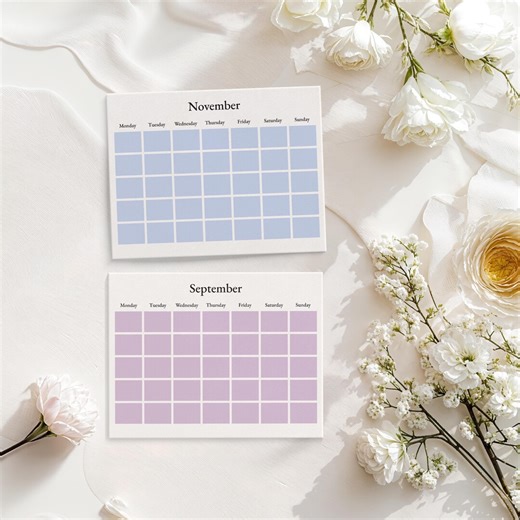 Buy Aesthetic Pastel 2026 Editable Blank Calendar, Printable Calendar Template, Minimalist Monthly Planner, Undated Calendar 8.5x11 & A4 Sizes Online in India - Etsy