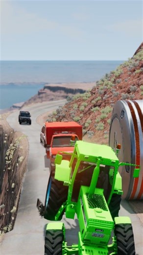 Cars & Ambulance Van vs Giant Pit Bollards Crash - BeamNG.Drive