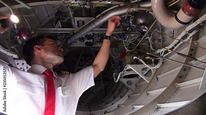 A corporate captain checks the aft avionics compartment of his aircraft.