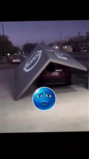 Red Car Accidentally Crashes Into Huge Sign 😳 #shorts