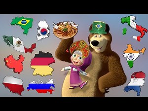 "Look, I'm moonwalking" (А я иду, гуляю по луне) in different languages // Masha and the Bear