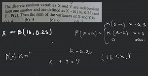 The discrete random variables \mathrm{X} and \mathrm{Y} are ind... | Filo