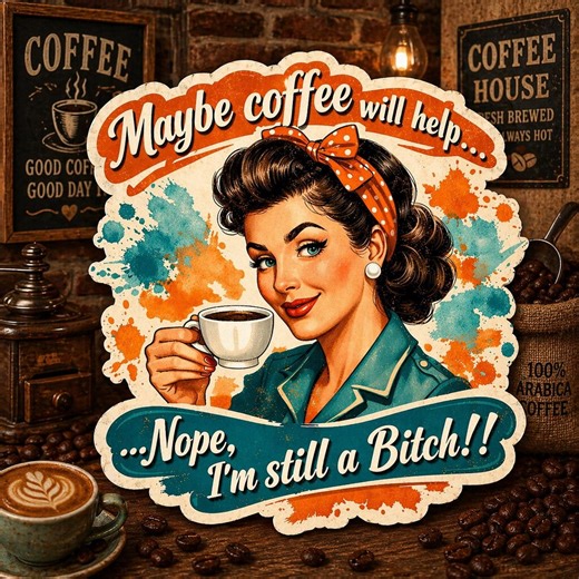 Coffee Lover Sticker | Retro Coffee Sticker | Funny Coffee Quote Decal | Coffee Shop Aesthetic | Laptop Water Bottle Sticker - Etsy