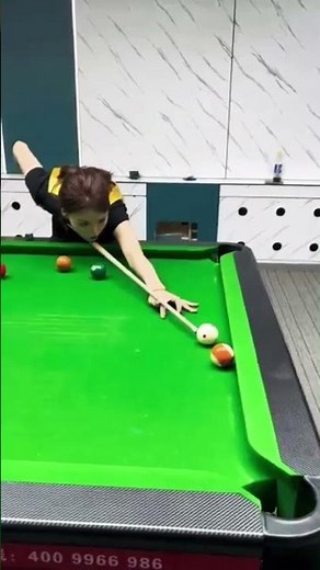 beautiful girl playing billiards is a master #billiards